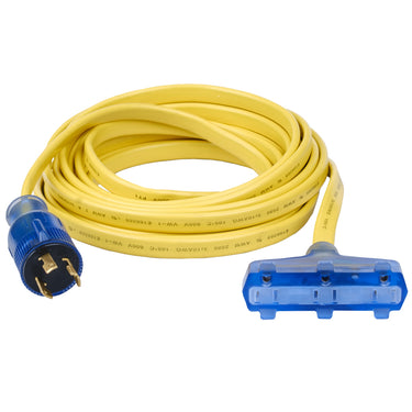 25 ft. 30A 120V Flat Generator Extension Cord with Three 15A Outlets | L5-30